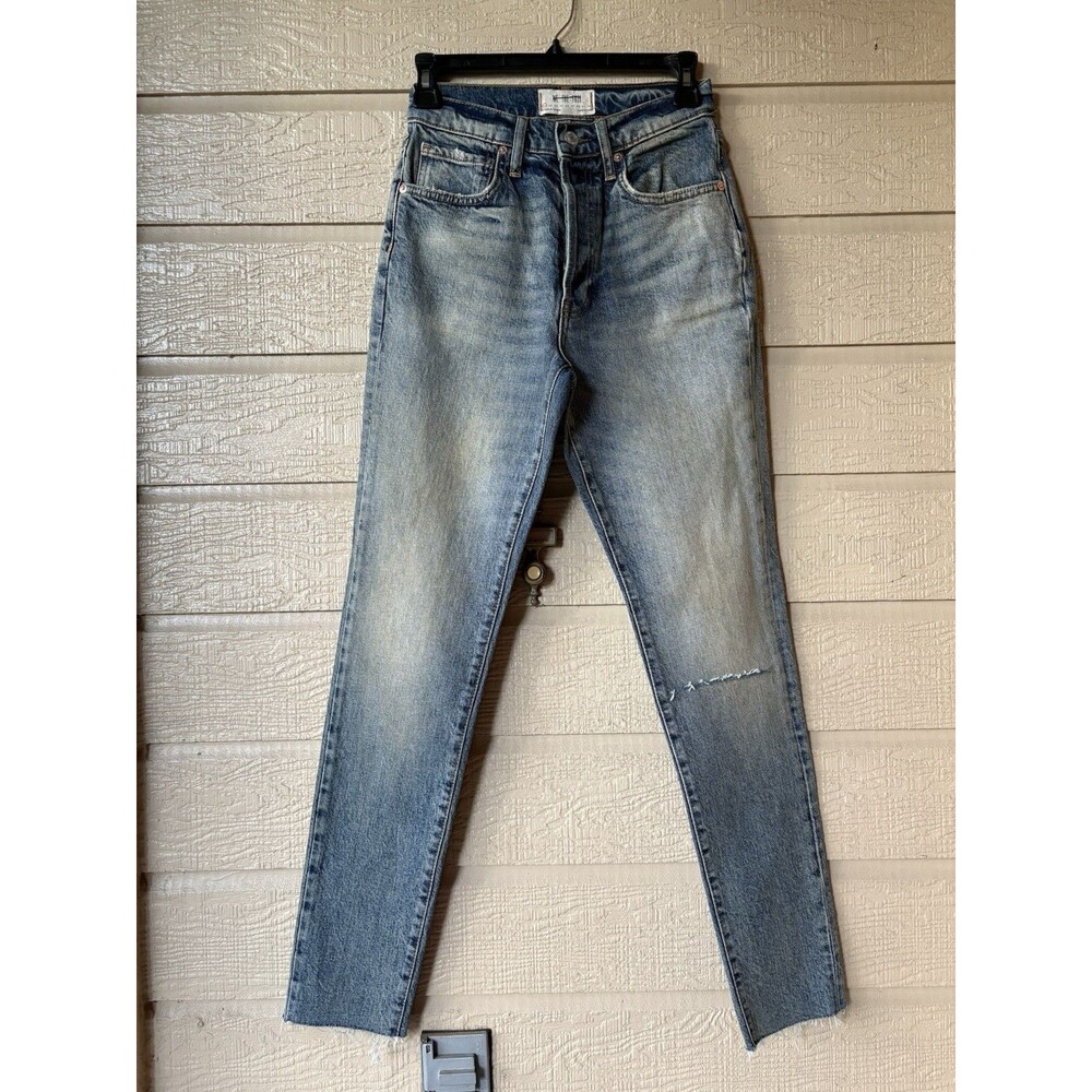 Free People womens Stella Slim Button Fly Jeans size 24 Stiffkey Blue 29" inseam